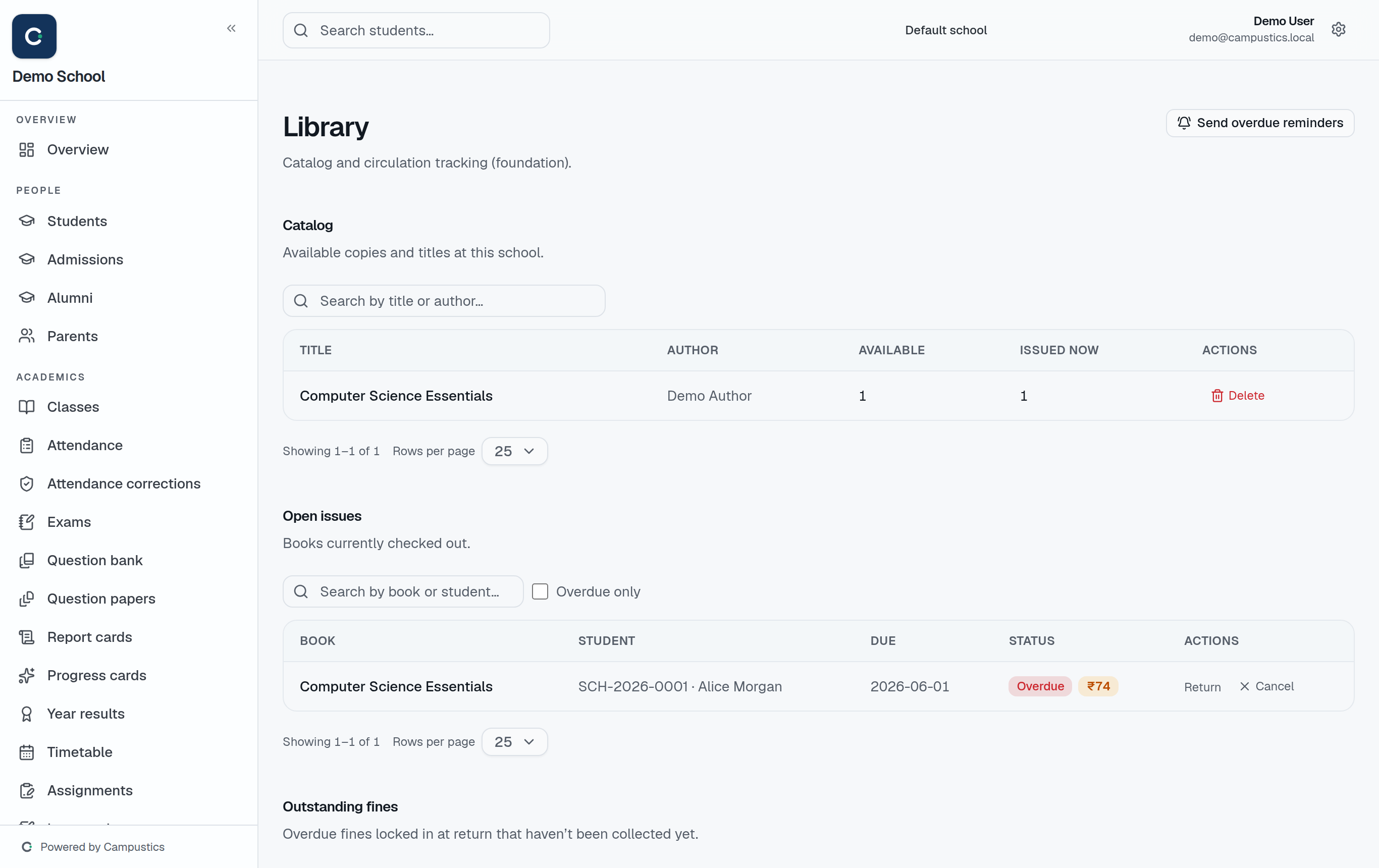 The Library page
