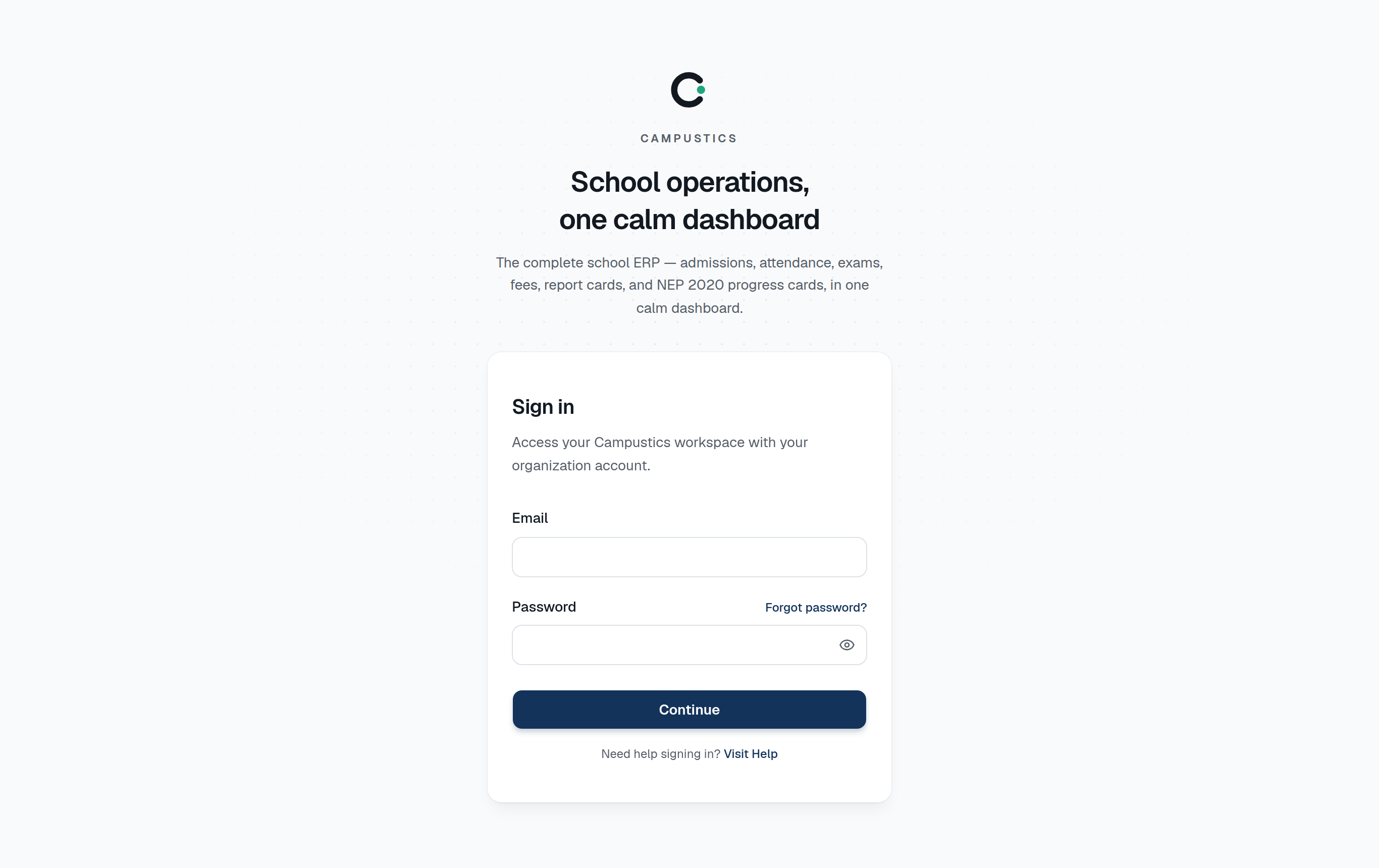 The sign-in page