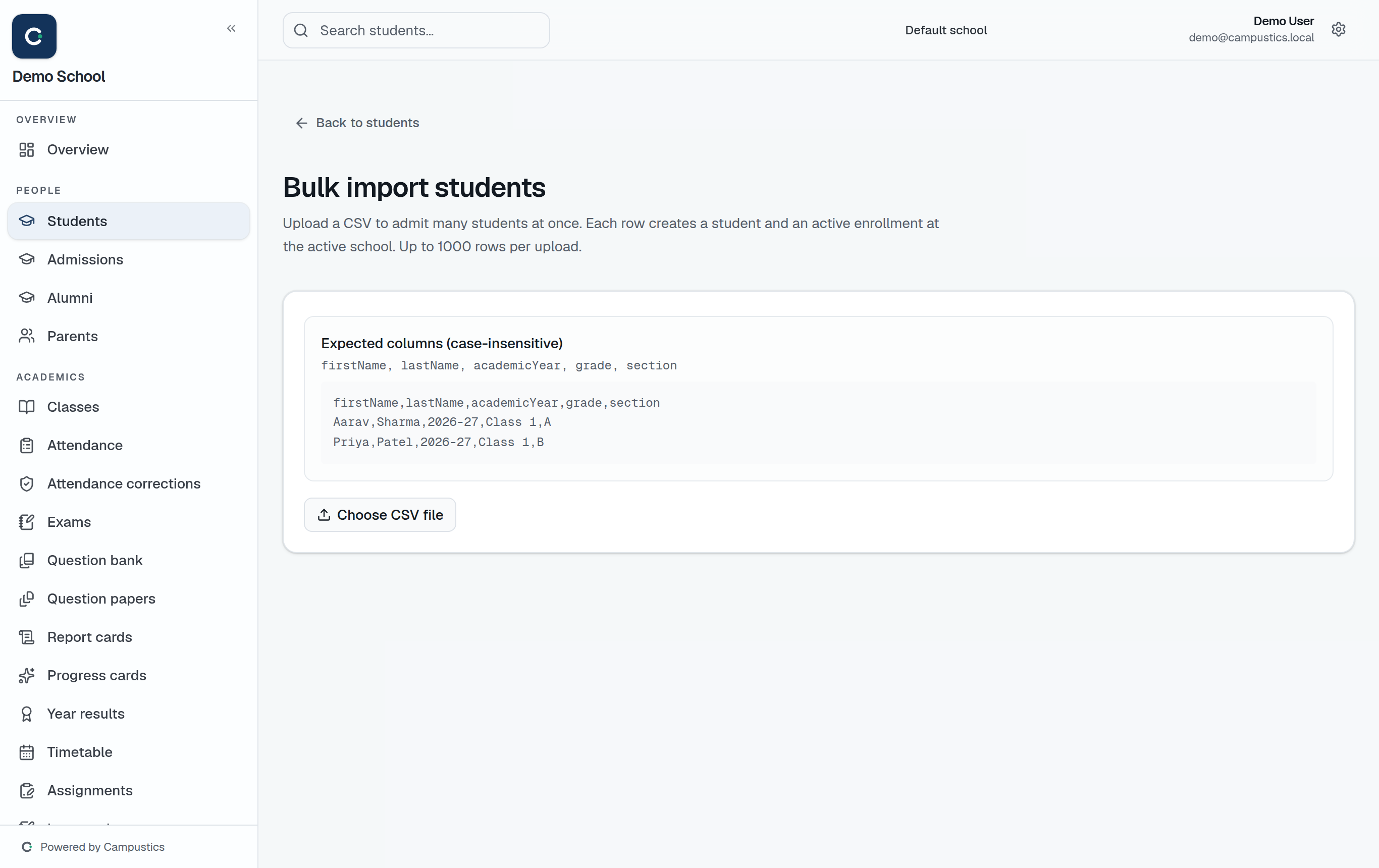 Import students (CSV)